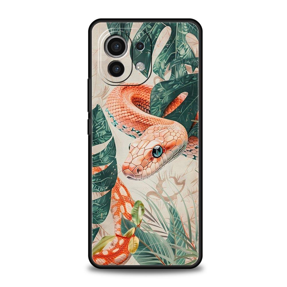 Blossom Pink Snake Phone Case For Xiaomi Mi 17 15T 15 14 14T 13T 12T Pro 12 13 Lite 5G 11T Poco X6 X7 X5 Pro Soft Cover