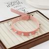 Pink Red White Black PU Leather Choker Necklace for Women Men Cool Punk Gothic Biker Collar Studded Rock Necklace Rave Jewelry