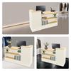150*50*100cm Rectangle Solid Wood Reception Desk,Warm White+Log Color Reception Desk with a Lockable Drawer for Offices,Shops