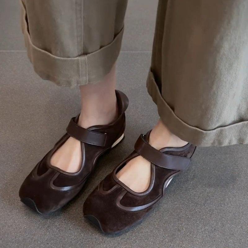 Soft Leather Casual Fashion Round Toe Shallow Mouth Mary Jane Shoes Women's Low Heel Versatile Lightweight Single Shoes