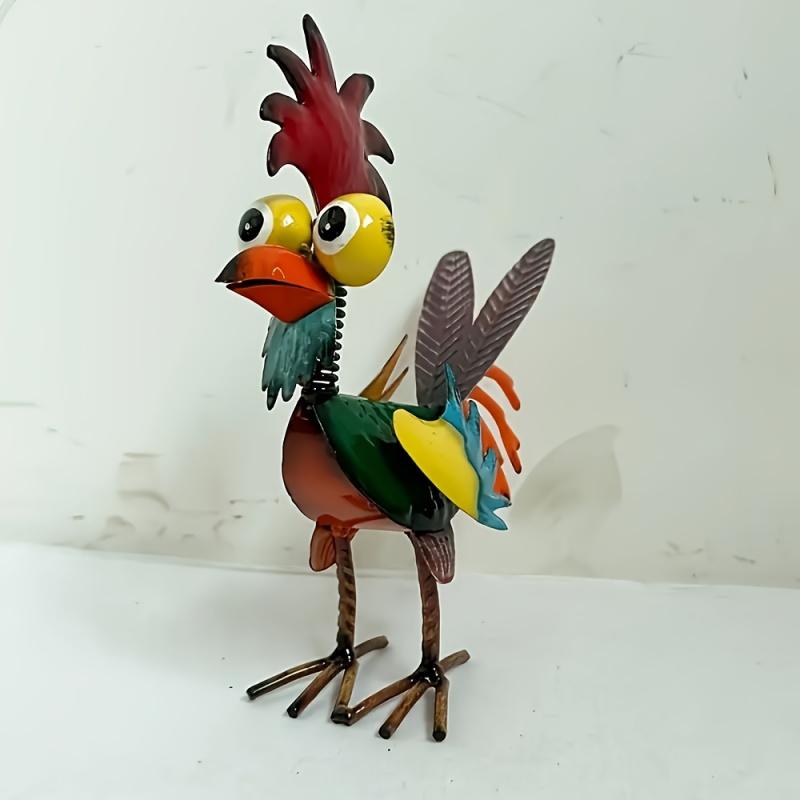 Metal Rooster Outdoor Statue, Multicolour Animal Art Patio Decoration, Tabletop Decorations, Statue Decoration Crafts
