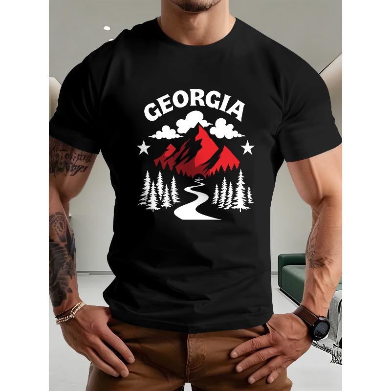 

Мужская летняя повседневная футболка с коротким рукавом с дизайном красной горной сосны, универсальная и модная для мужской моды, идеально подходит для ношения дома S чёрный