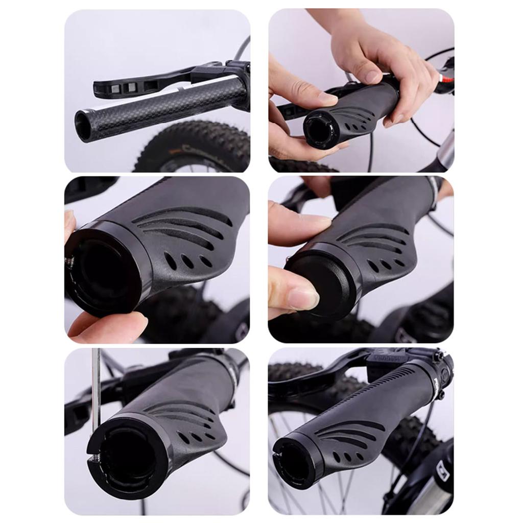 1pair Mountain Bike Handlebar Grips Double Locks on Bicycles Handlebar Grip Nonslip Bilateral Locks Cycling Handle Grips