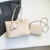 Borsa Tote Minimalista Stile Coreano Donna Grande Capacità Borsa a Secchiello Ecopelle Borsa a Spalla da Pendolare