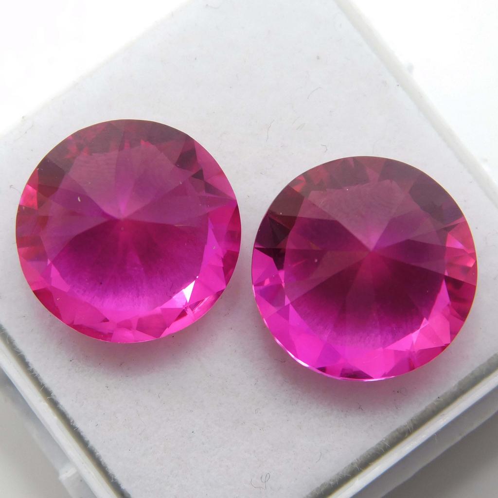 Natürliche, rosafarbene Saphire im Rundschliff, 17,50 ct, zertifiziertes Paar loser Edelsteine