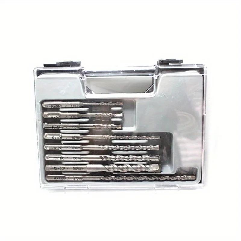 Set 8 Piese Burghie Ciocan Rotopercutor 3/16" 1/4" 5/16" 3/8" 1/2" Burghie SDS pentru Zidărie Beton Bloc Cărămidă Piatră Percuție