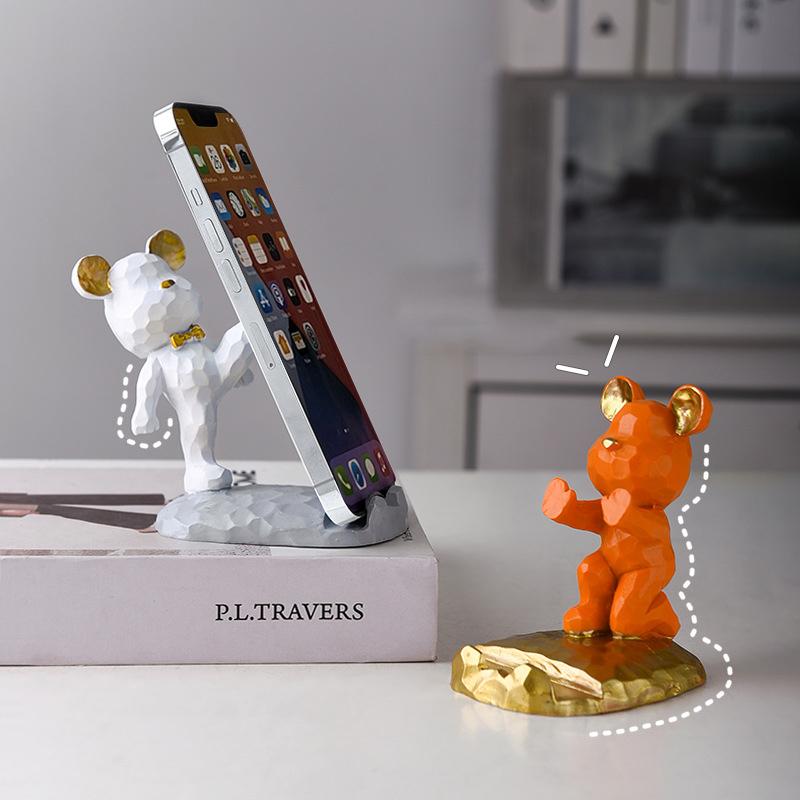 Violent Bear Decoration Creative Light Luxury Mobile Phone Holder Home Living Room Study Desktop Cute Lazy Bracket Decoration