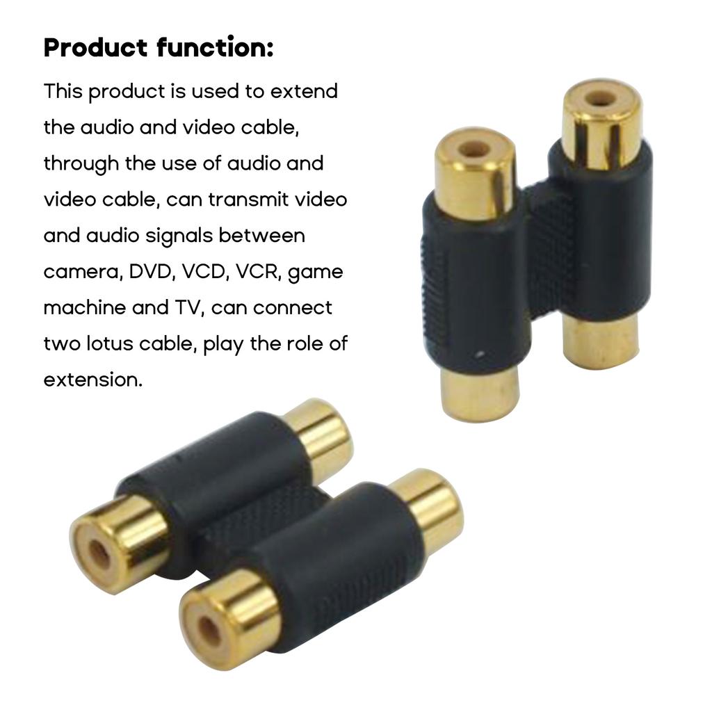 5pcs RCA Female To Female Coupler Adapter Connector RCA Phono Twin Coupler for Clear Sound Transmission Subwoofer Mixer