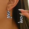 1 Pair Western Cowgirl Style Versatile Pink Acrylic Wavy Cowboy Boot Drop Earrings, Suitable For Women Party And Everyday Wear