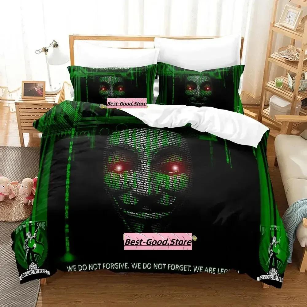 New Personality Technology Anonymous Bedding Set Single Twin Full Queen King Size Bed Set Adult Kid Bedroom Duvetcover Sets