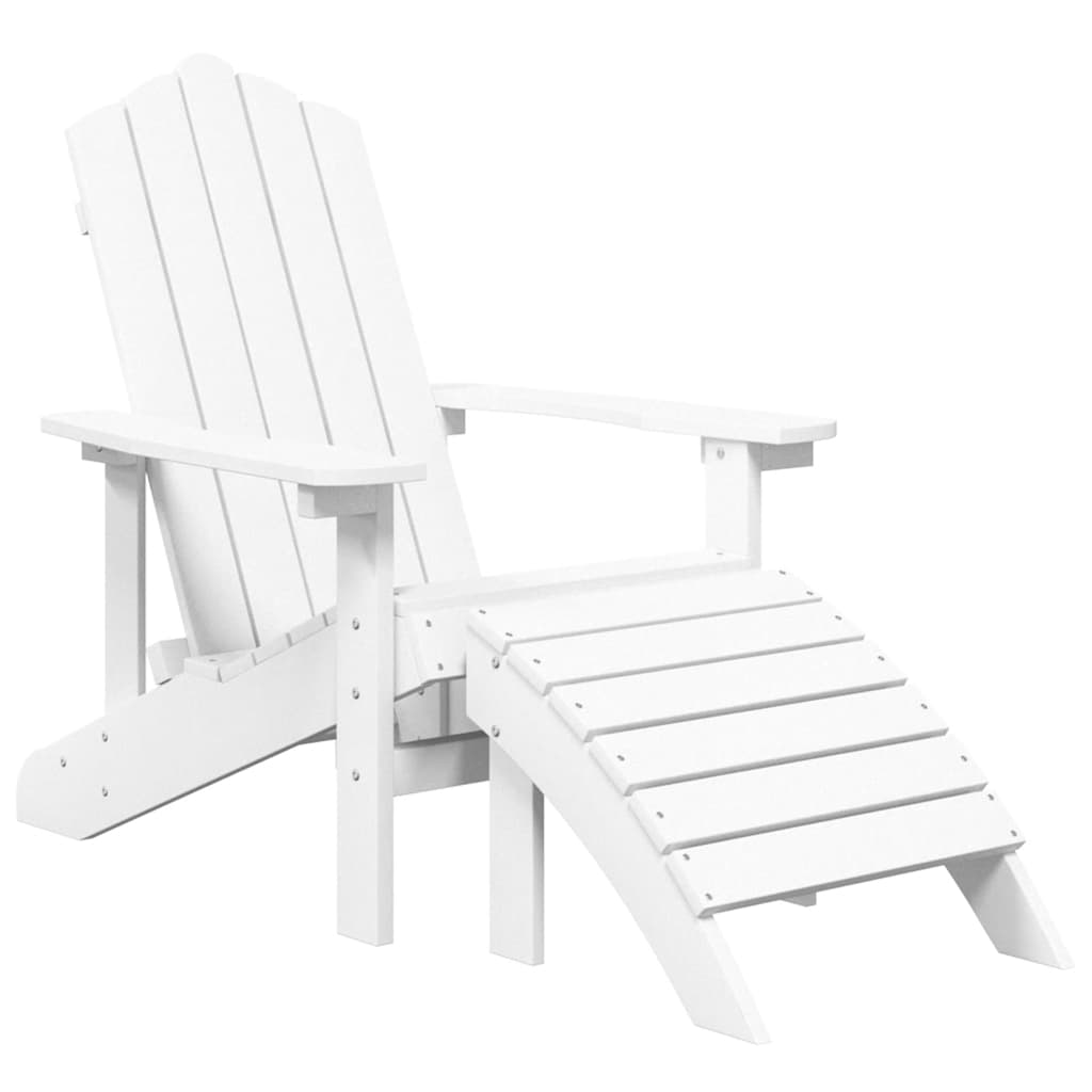 Vidaxl Adirondack Chair With Footrest, Hdpe, White