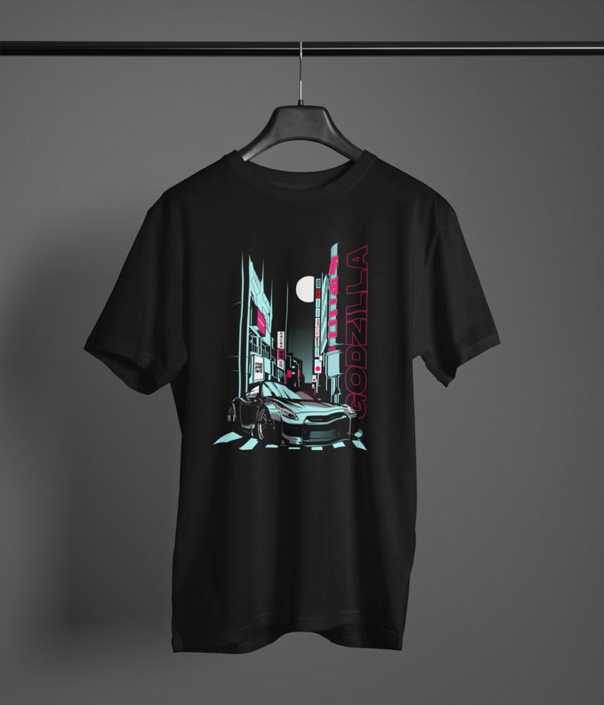 R35 GTR Fan Art T‑Shirt 100% Cotton Nissan JDM Turbo Godzilla Drift Unisex Tee