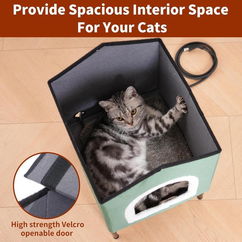 Portable Cat House Heating Cat Small Dog Houses Foldable Puppy Kitten Cats Dogs Bed Durable Rabbit Dog Cats Kittens Pet Beds