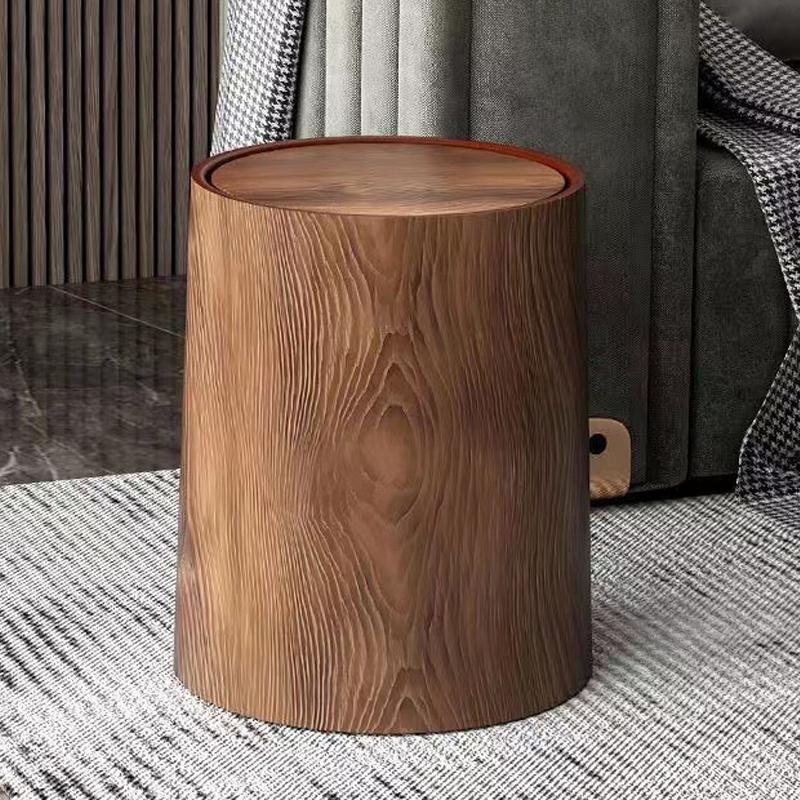 Walnussbrauner Holzmaserung Badezimmer Mülleimer mit Deckel mit drehbarem minimalistischem Mülleimer mit abnehmbarer dünner Aufbewahrung