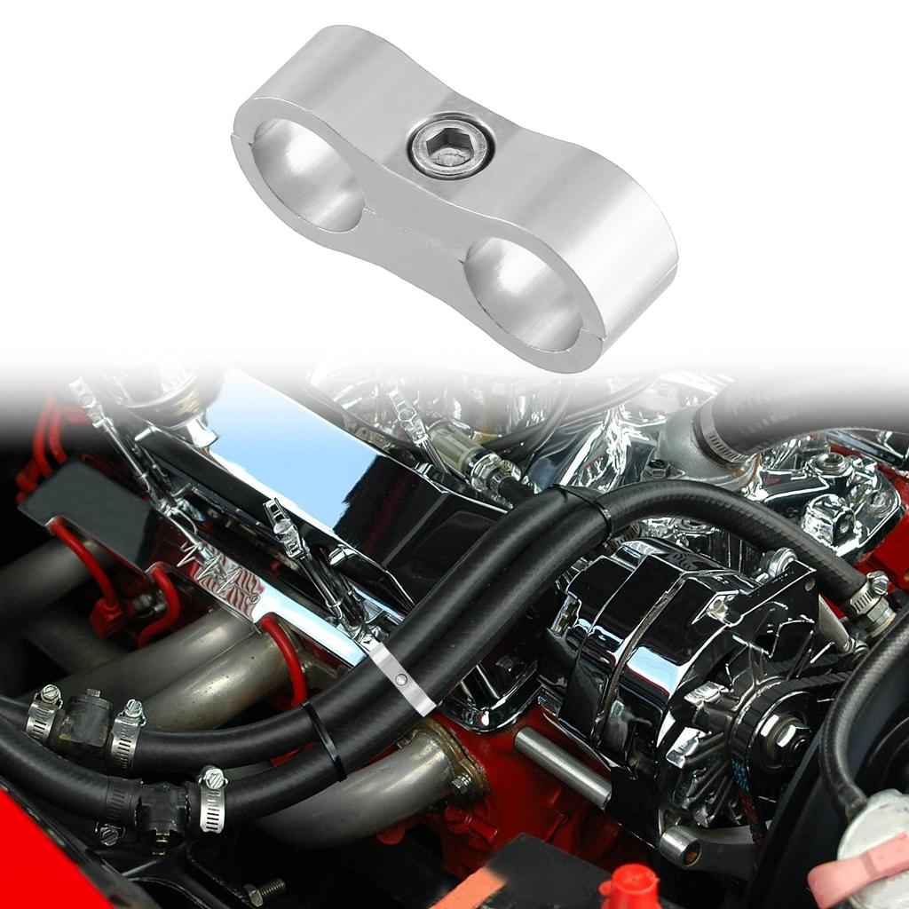 X AUTOHAUX Car Hose Separator Clamp Fuel Line Connector for Oil Fuel Hose Aluminum Alloy AN6 Silver Tone 2pcs