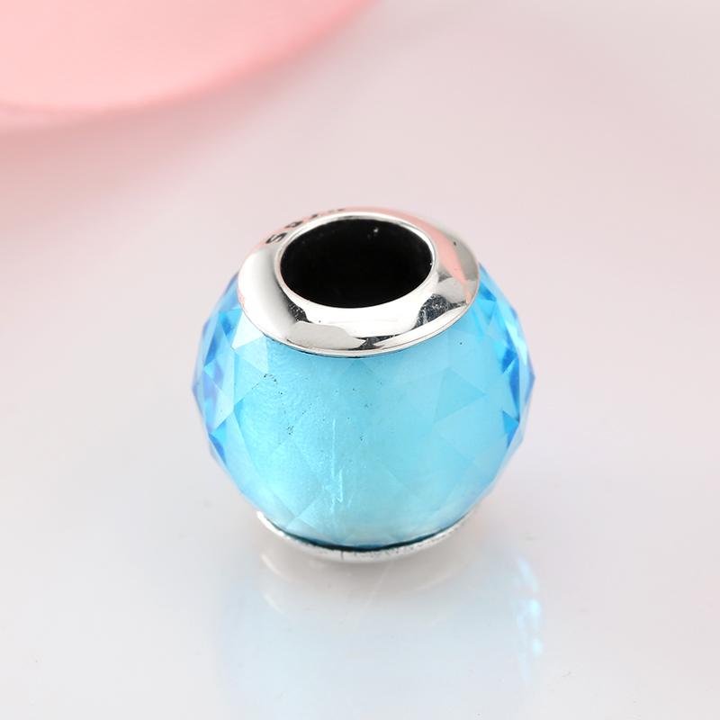 100% Authentic 925 Sterling Silver Six Color Sky Blue Pink Murano Glass Beads Fit Original European Charms Bracelet Jewelry