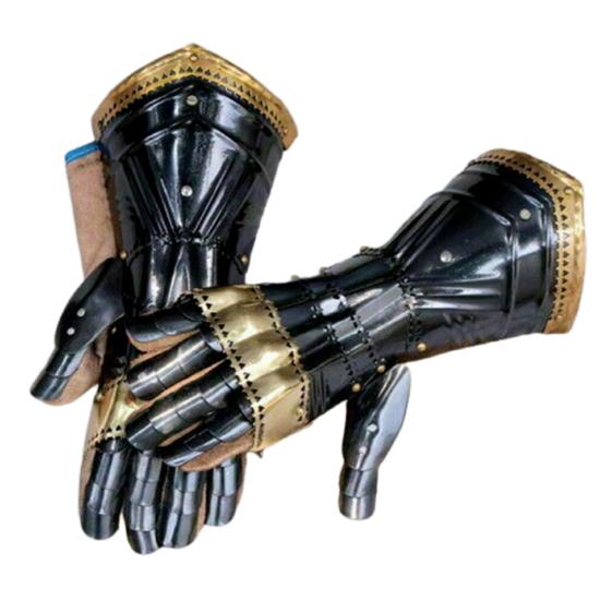 Средневековые стальные доспехи Рыцарь Крестоносец Наручи с кожаной подкладкой