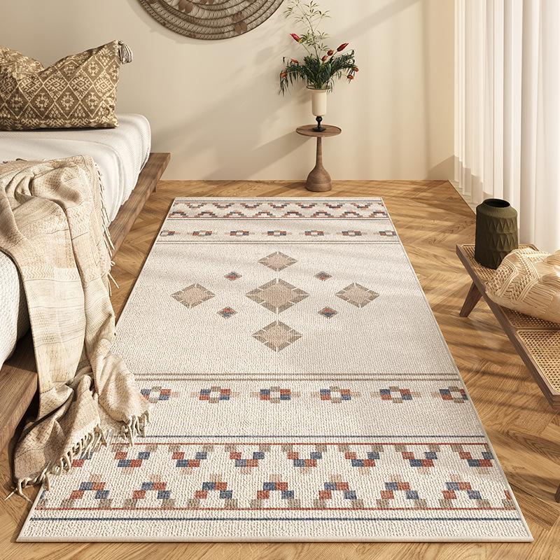Ethnic Geometric Carpet Mat Rug Bohemian Home Decoration Non-slip Washable Neutral Tones Living Room Bedroom Floor Mat Bedroom