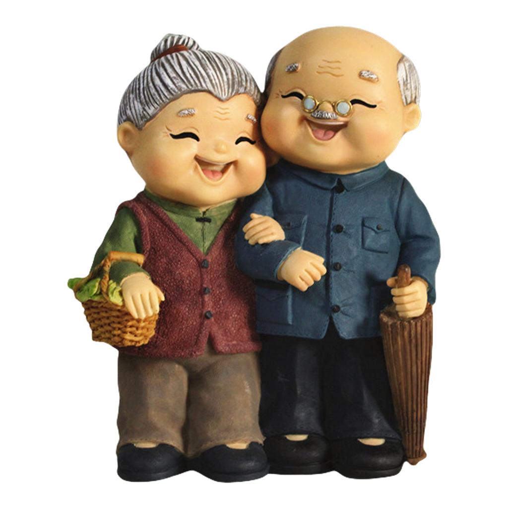 Loving Old Couple Sculpture Resins Grandparents Figurine for Garden and Tabletop Decoration Weddings Anniversaries Gift