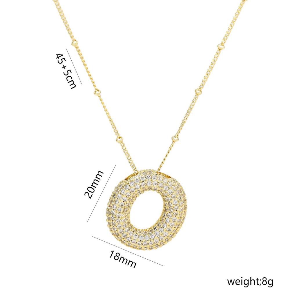 Elegante Collana con Ciondolo Alfabeto in Oro 18 Carati Placcato Zircone