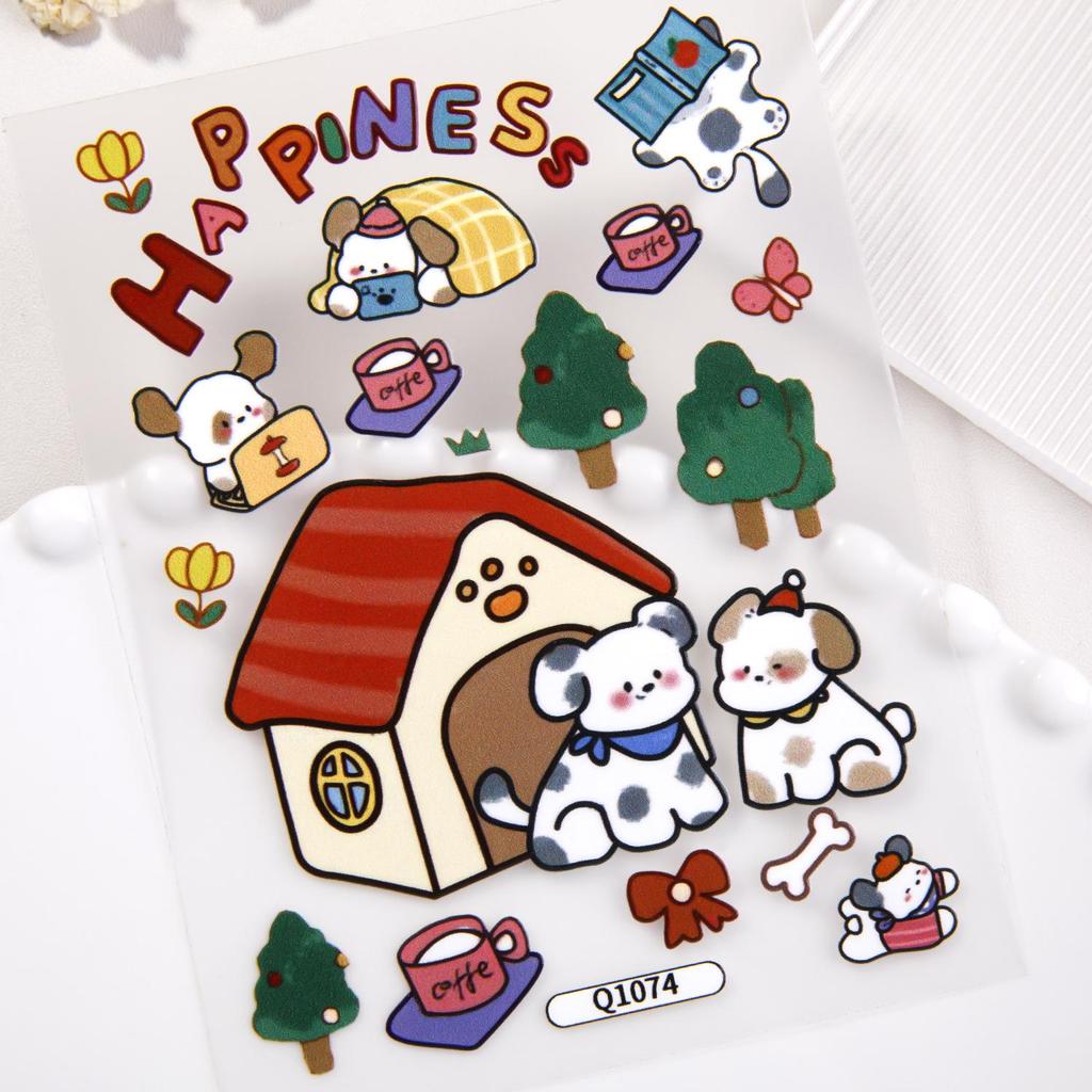 Cute Cartoon Puppy Embossed Journal & Phone Case Decoration Stickers