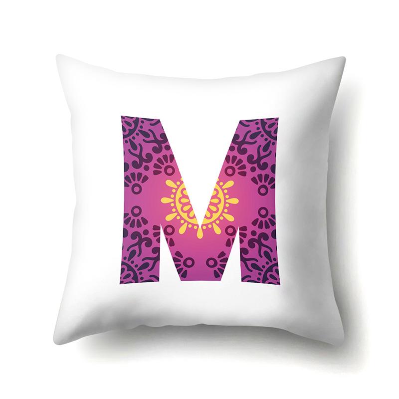 Polyester Pillowcase Home Geometric Striped Print Pillowcase 26 English Letter Cushion Cover