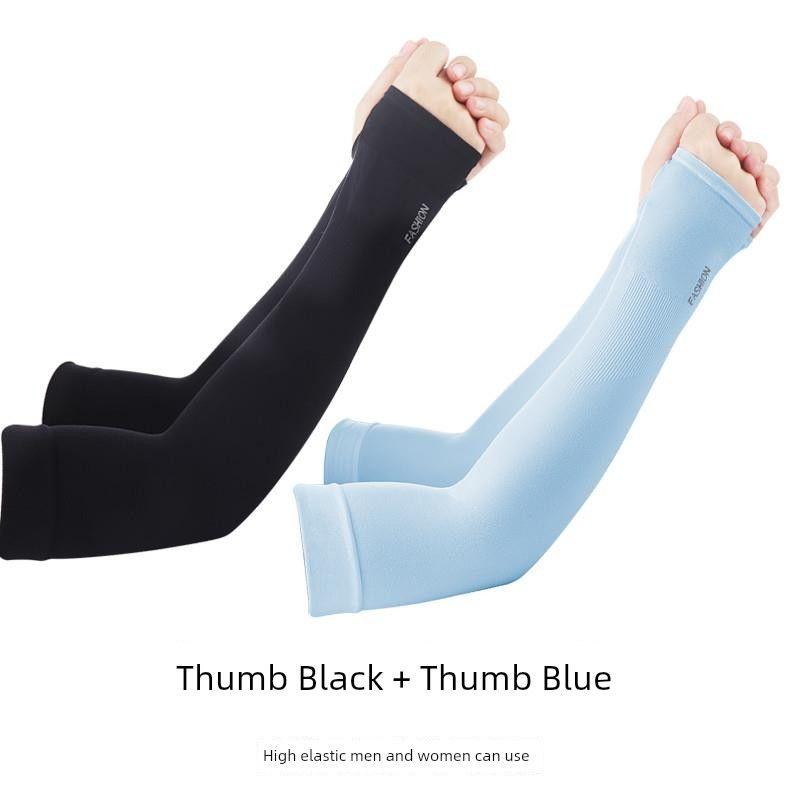 

Gloves Sun UV Protection Hand Protector Cover Arm Sleeves Thumb Black + Thumb Blue [2 Pair]] All yards