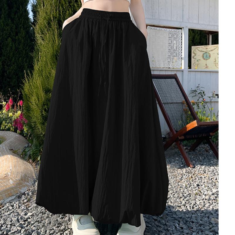 Modrá sukně s poupětem pro ženy na léto Nová lehká a prodyšná sukně s vysokým pasem Jemný styl Lucernová sukně