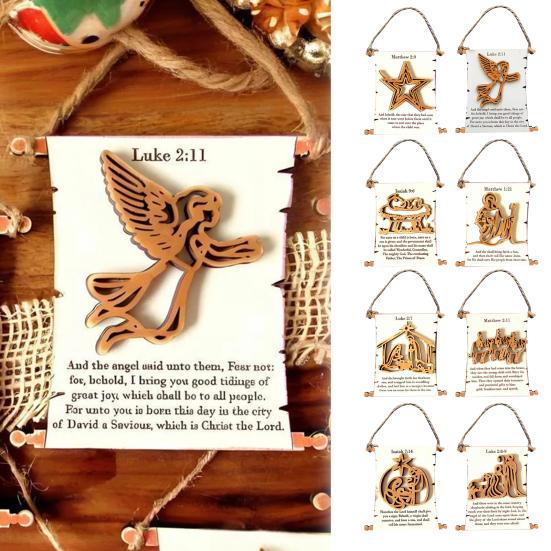Nativity Advent Scroll Ornament Wooden Laser-Cut Hanging Decor with 24-Day Bible Verses Religious Christmas Countdown Calendar