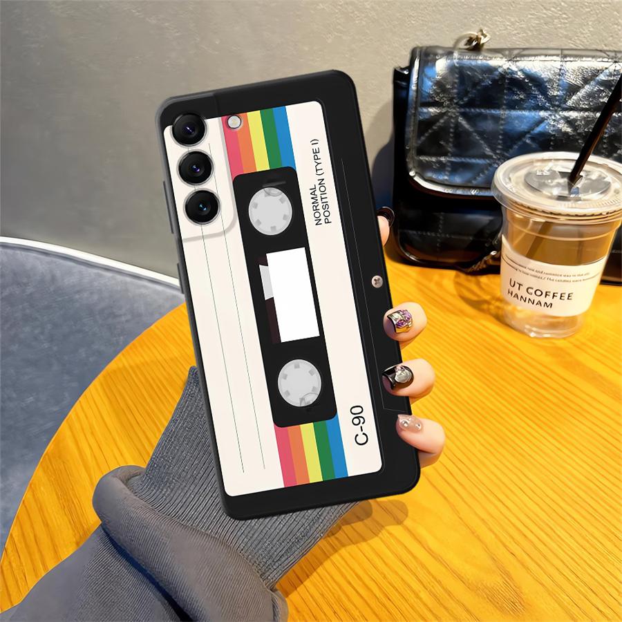 Retro Cassette Tape Case for Samsung Galaxy A41 A24 A55 A26 A72 A36 A23 A53 A32 A22 A52 A51 A73 A35 A25 A71 Black Soft Phone