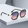 Fashionable Women Sunglasses Unique Octagonal Frame Gradient Lenses Golden Legs Stylish Glasses