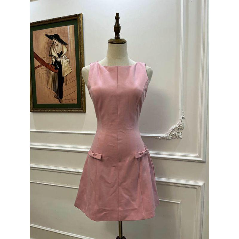 Summer New Foreign Trade Original Garment Fashion Nova Tipsy Pink Rose Tight Waist Dress Sweet Vest Dress