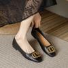 Anti-genuine leather versatile grandma shoes women's shallow mouth square head one pedal Mary Jane soft flat single shoes women's summer
