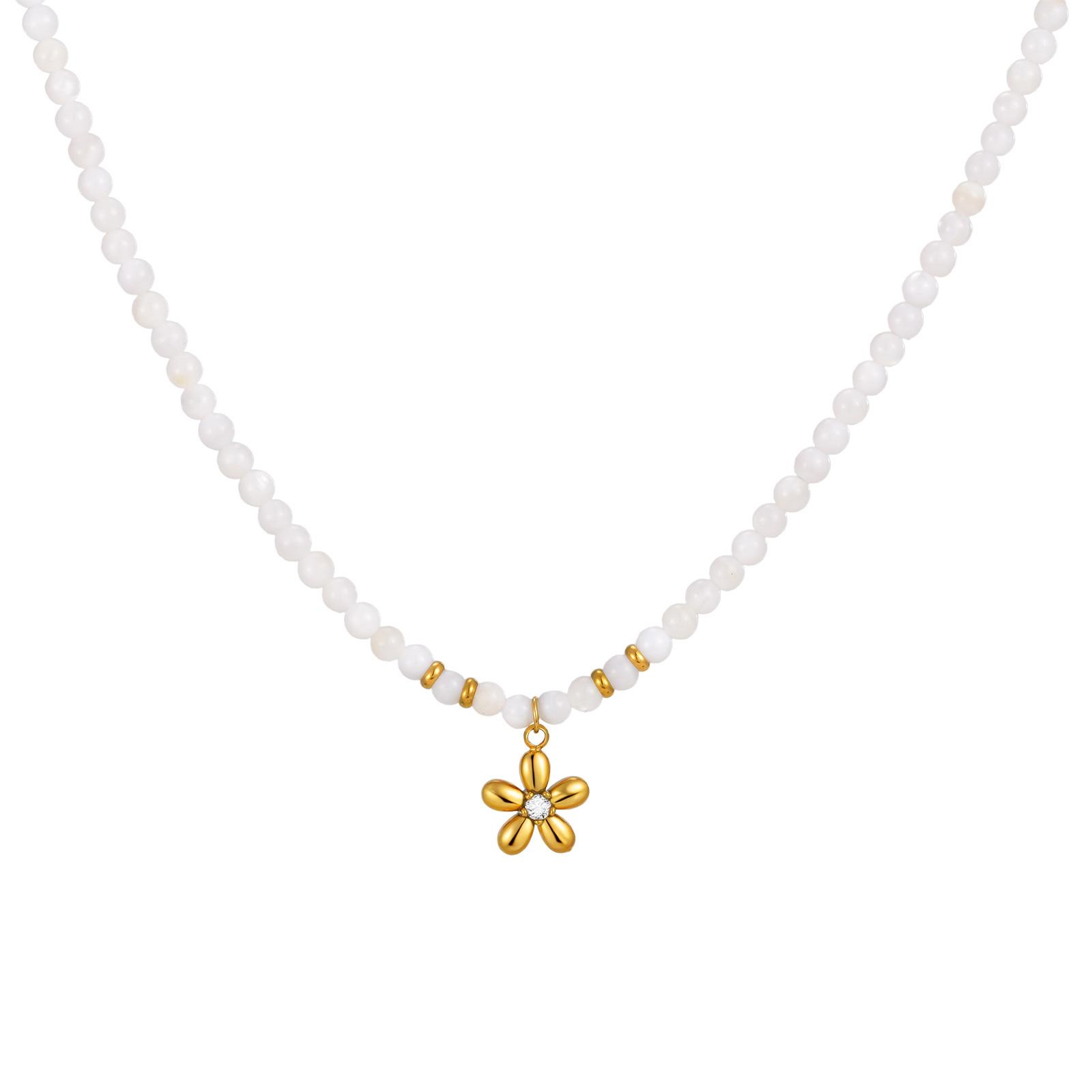 

Vnox Pretty Pearls Chain Women s Necklace, Stainless Steel Flower Pendant, Elegant Chocker Jewelry On The Neck