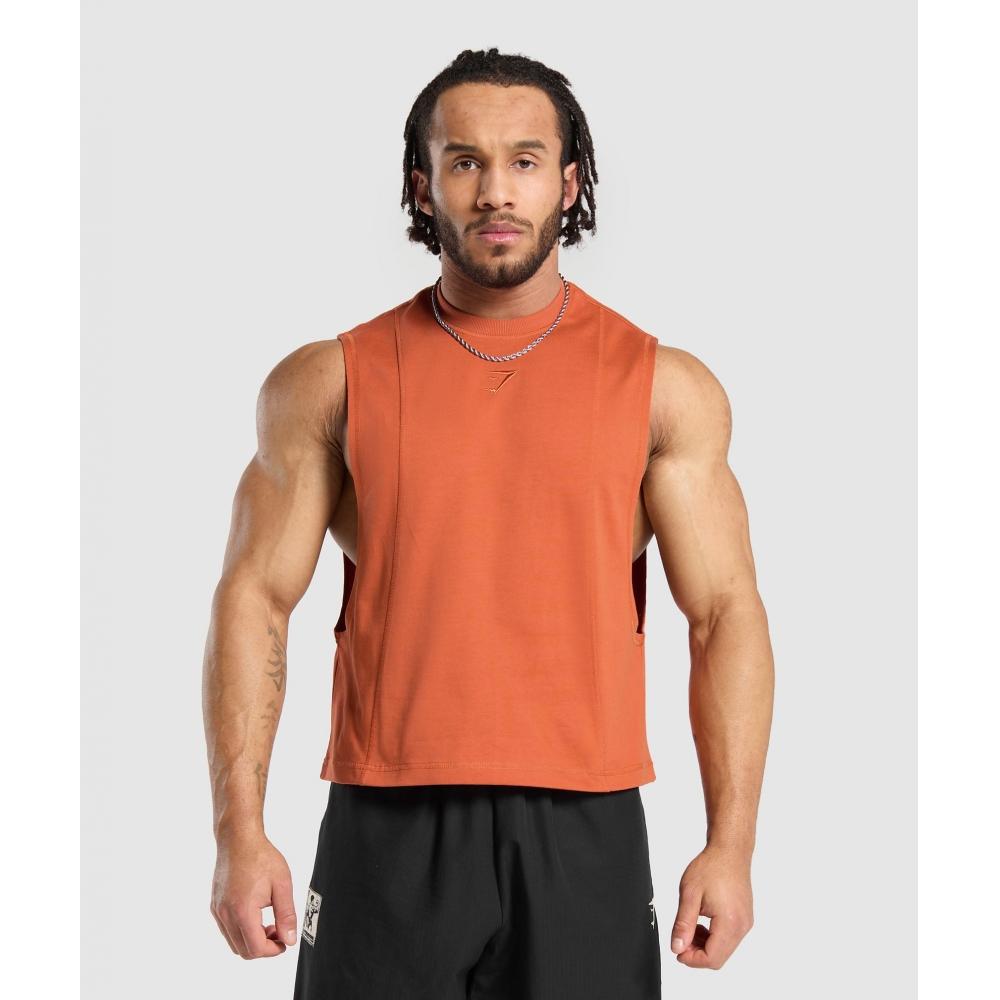 

GYMSHARK Premium Lifting Boxy Cut Off Tank Muted Orange A5A5R OBP0 XS