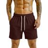 Men Corduroy Casual Shorts Elastic Waist Drawstring Loose Fit Outdoor Sports Beach Shorts with Pockets for Summer