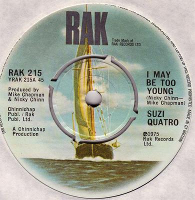 7-Zoll Schallplatte SUZI QUATRO - I May Be Too Young RAK215 RAK 1975 UK Rock Gebraucht