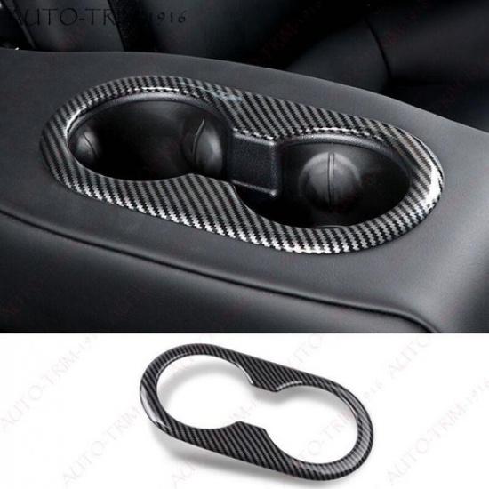 Carbon Fiber Rear Water Cup Holder Frame Cover Trim For Tesla Model Y -