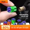 Vkhzm9 2025 New 4pcs Car Wheel Tire Valve Tyre Caps Universal Auto Accessories For Mercedes Benz CLK GLC W212 C200 C300 W203 W204 W205
