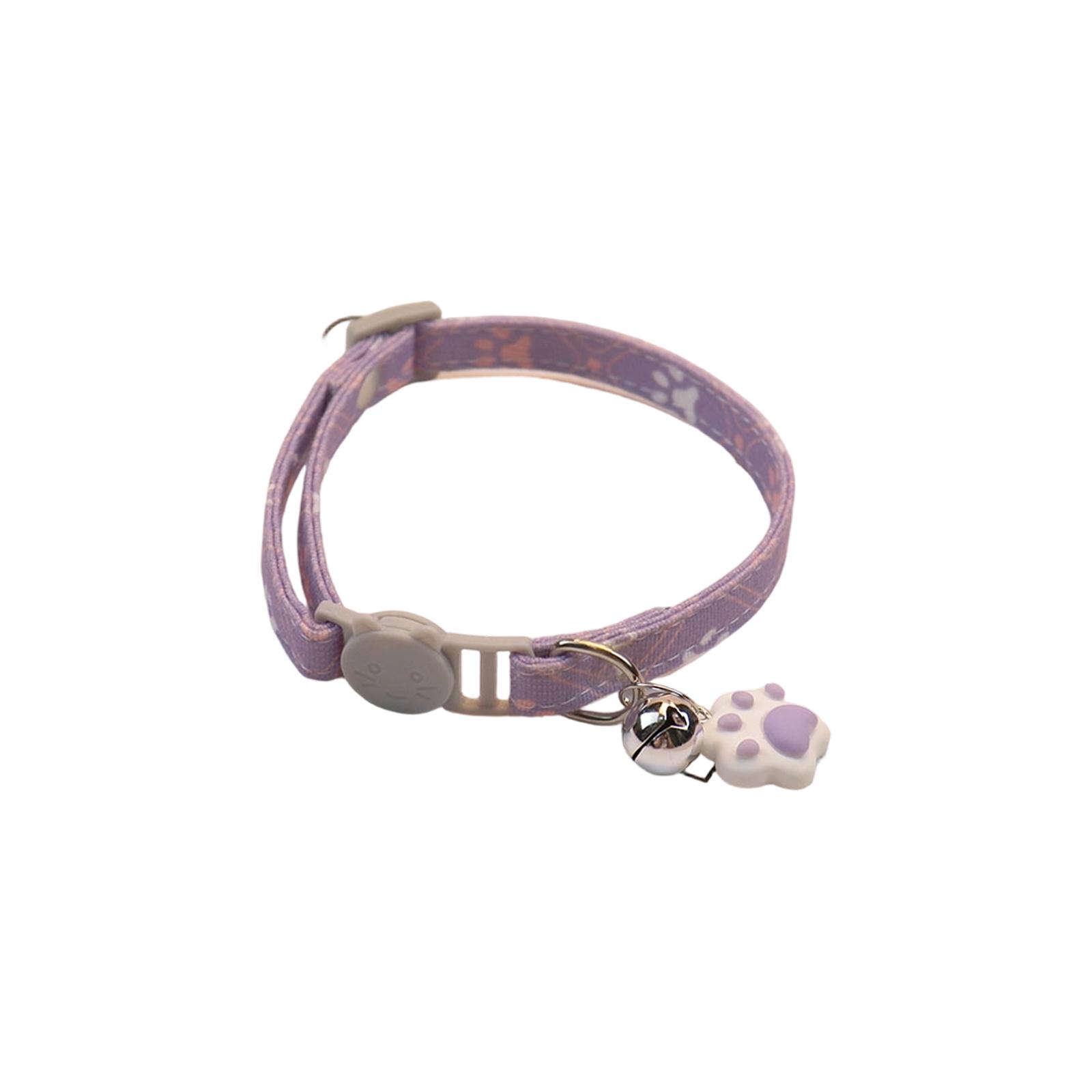 

Pet Collar For Cats And Dogs, Small And Medium-sized Dogs, Cute Footprints, Bell, Cats Collar One Size фиолетовый