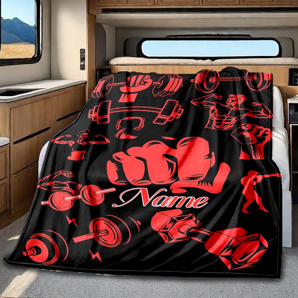 Fitness Motivation Blanket Personalized Name Soft Comfortable Stylish Blanket Car Blanket Perfect For Travel Camping Outdoor Home Suitable For All