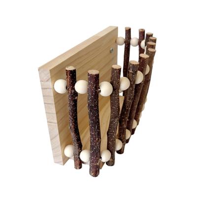 Natural Wood Small Animal Chew Toy Hanging Feeders Hanging Wood Hays Rack for Small Pet With Biting Resistant