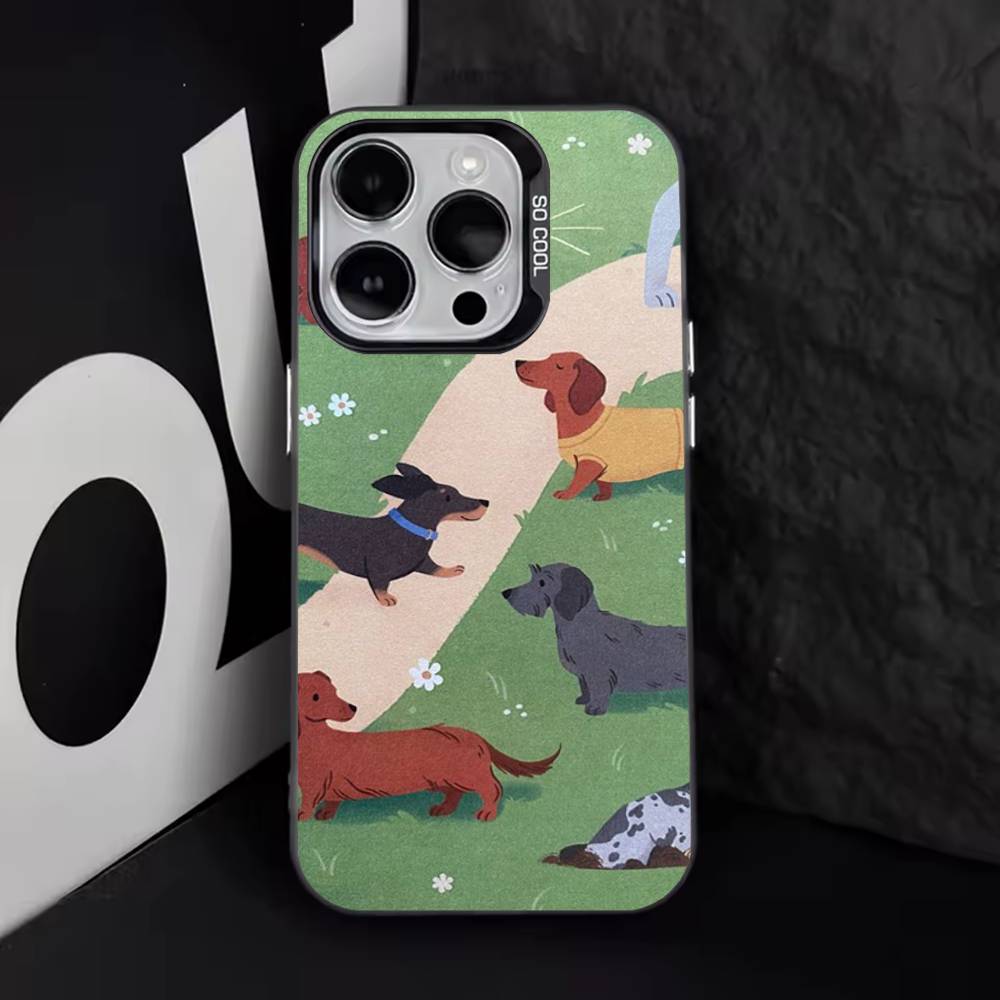 Cute Dachshund Dog Phone Case For iPhone 17,16,15,14,13,12,11,Pro,Max,Plus,E,Air,Mini Black Tpu Cover