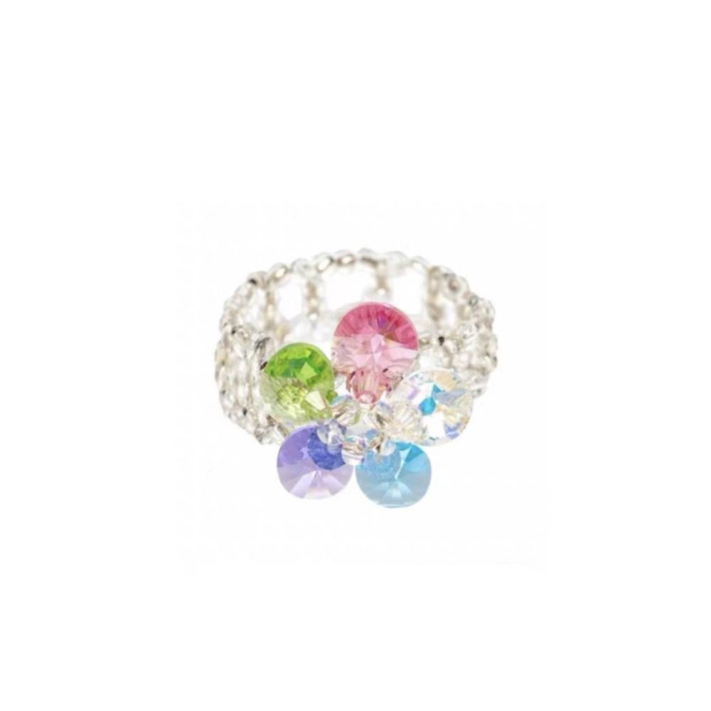 Y2K Flower Ring Tassel Crystal Rings Elegant Aesthetic Ring  Overlay