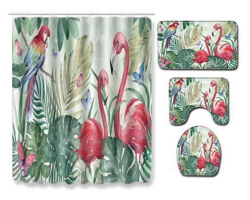 Flamingo Rohožka Koupelnová Protiskluzová Podložka na Podlahu Kombinace Sprchového Závěsu Koberec Evropský a Americký Styl Exploze Žena