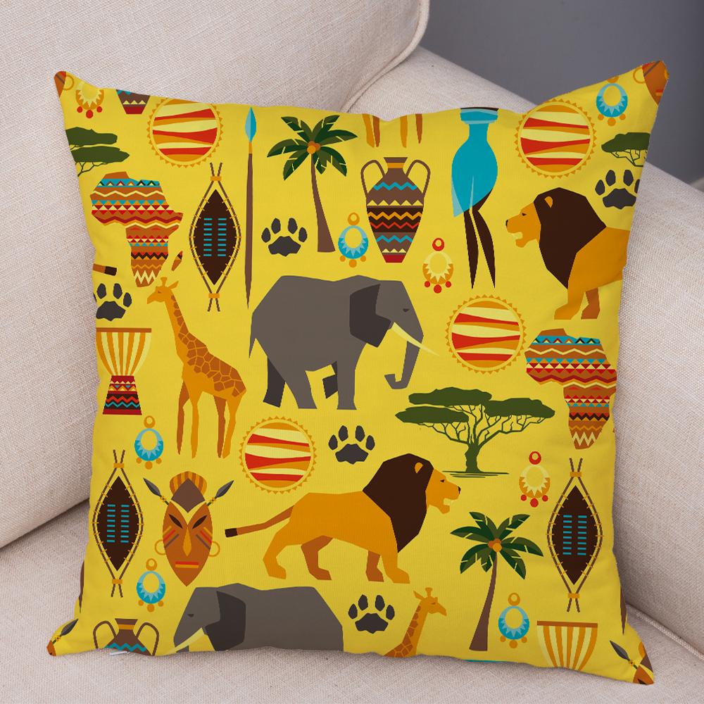 Cute Animal Pattern Cushion Cover Cartoon Friends Monkey Penguin Zebra Donkey Design Soft Square Pillow Home Decor Gift xcm