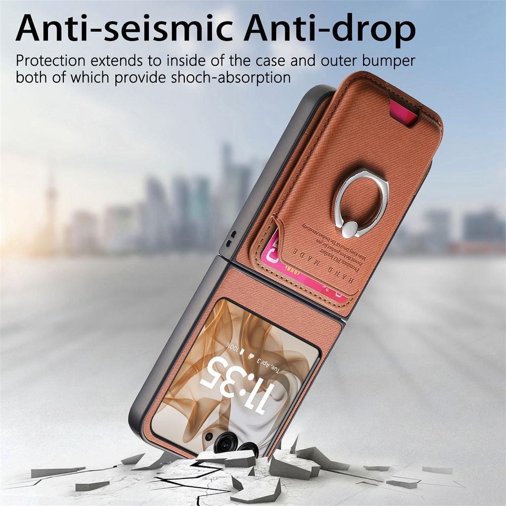 2 in 1 Detachable Magnetic Cards Solt Wallet Cowboy Ring Holder Case For Motorola Razr 50 Ultra 40 Vertical Bag Pocket Cover