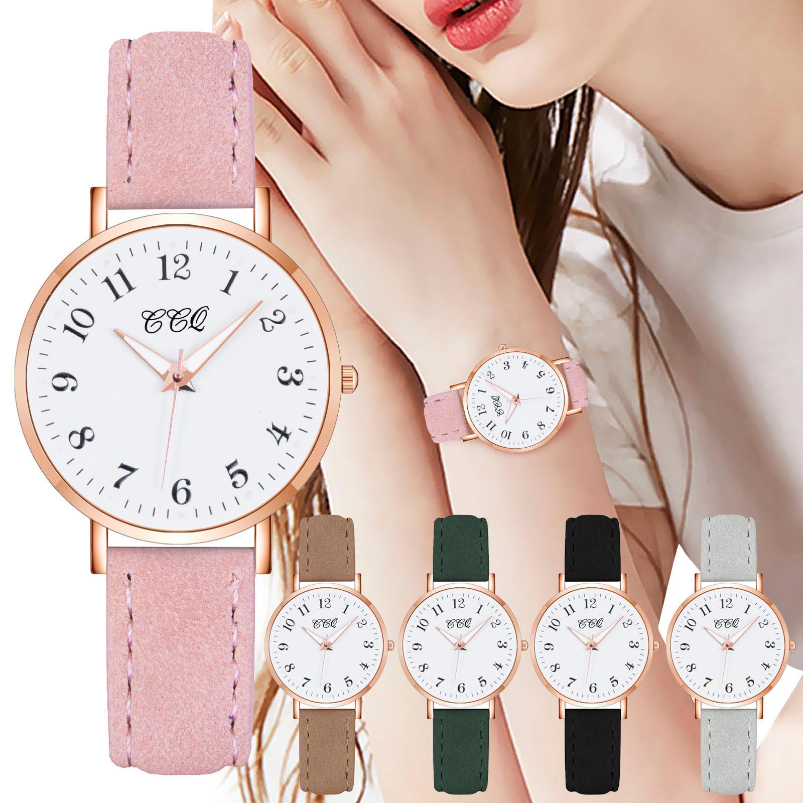 

Модные популярные женские повседневные кварцевые часы с кожаным ремешком