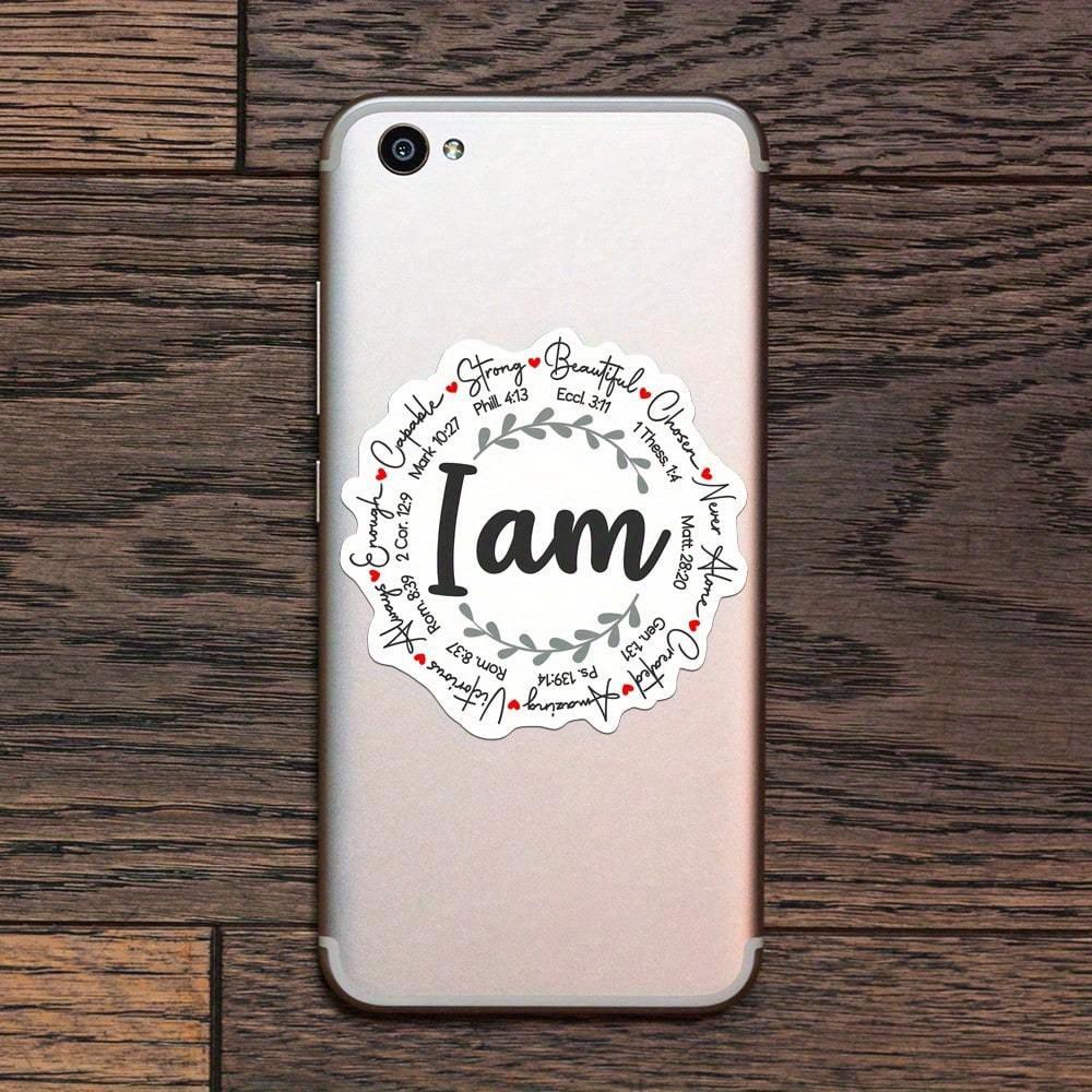 1PC I Am Affirmation Sticker | Inspirational Bible Sticker Pack For Journals And Laptops | Waterproof Sticker For Water Bottles And Cars