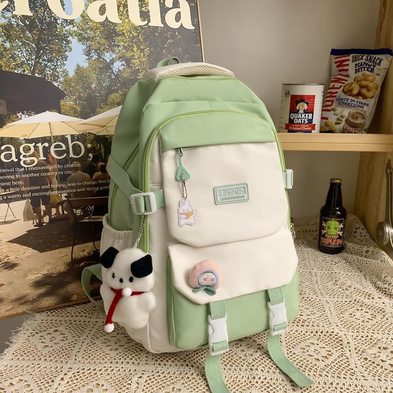 School Bag Junior High School Girls Japanese Ins College High School Versatile Contrasting Color Backpack Niche Design College Student Backpack
